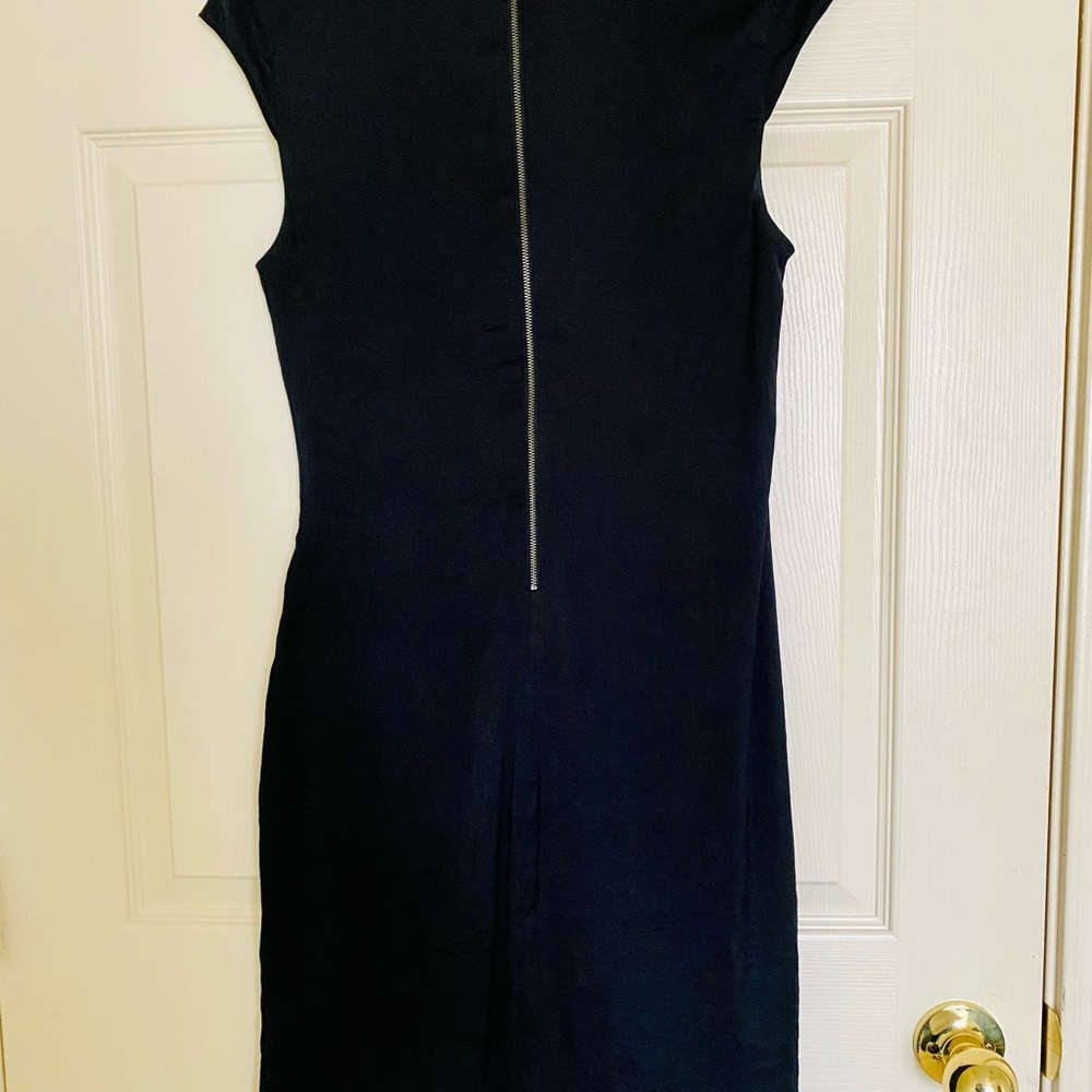 Helmut Lang cowl neck knee length black dress.